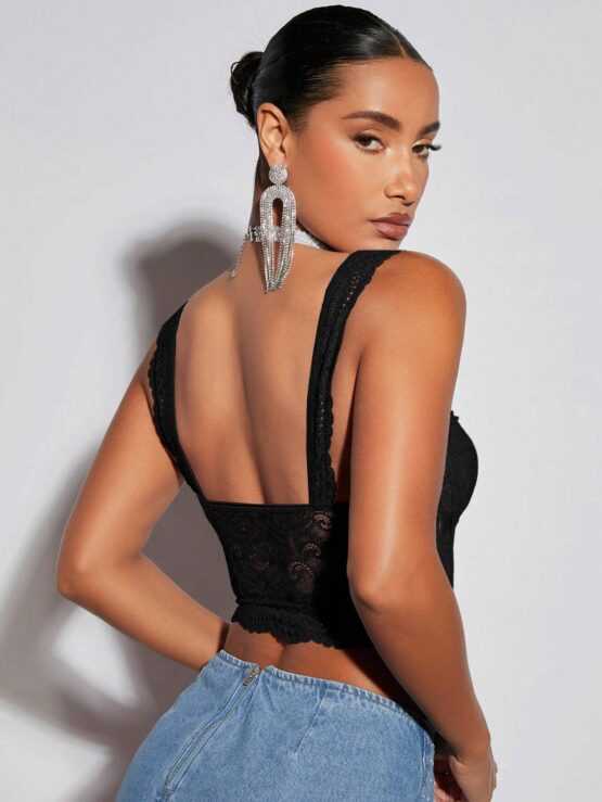 BAE Lace Backless Crop Wide Strap Crop Top - Image 4
