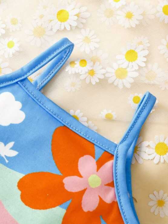 Baby Floral Color Block Tank Print Cami Top - Image 2