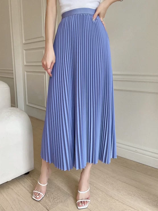 DAZY High Waist Long Pleated Thigh Skirt - Image 3