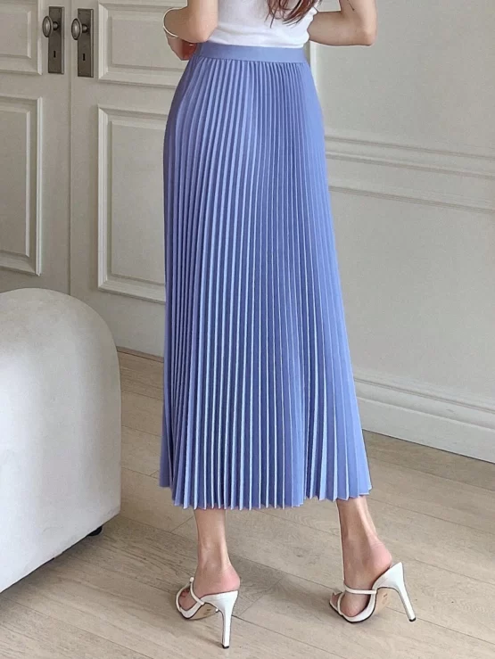DAZY High Waist Long Pleated Thigh Skirt - Image 2