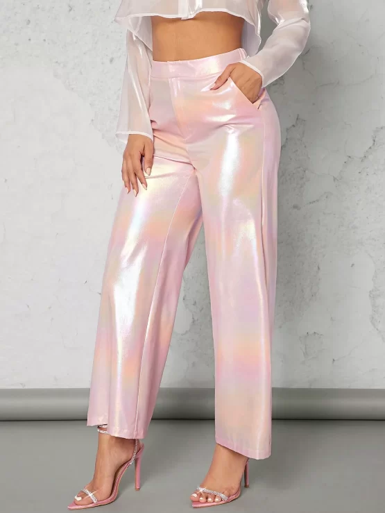 BAE High Waist Holographic Straight Leg Pants - Image 3