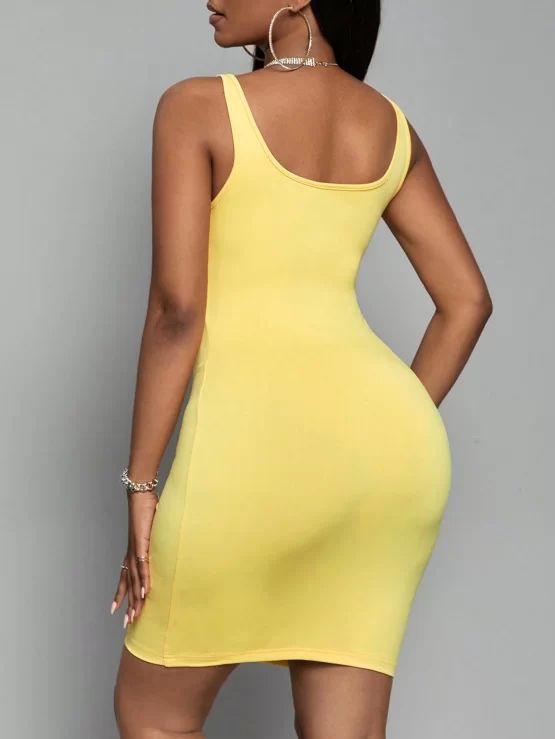 Letter Graphic Cut Out Front Bodycon Dress - Image 3
