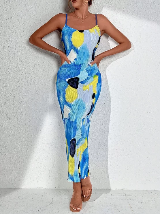 LUNE All Over Print Backless Cami Bodycon Dress - Image 3