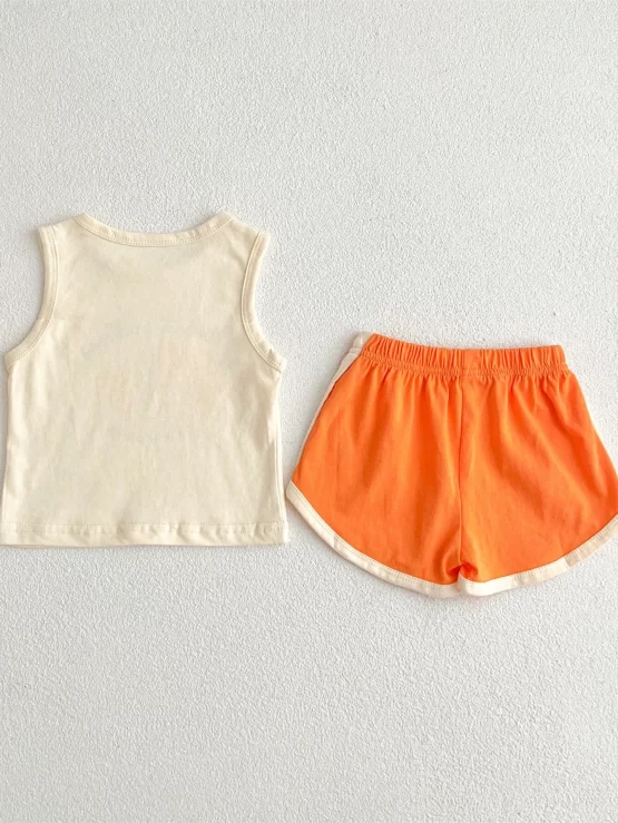 Baby Banana Letter Graphic Tank Top & Contrast Binding Shorts - Image 3