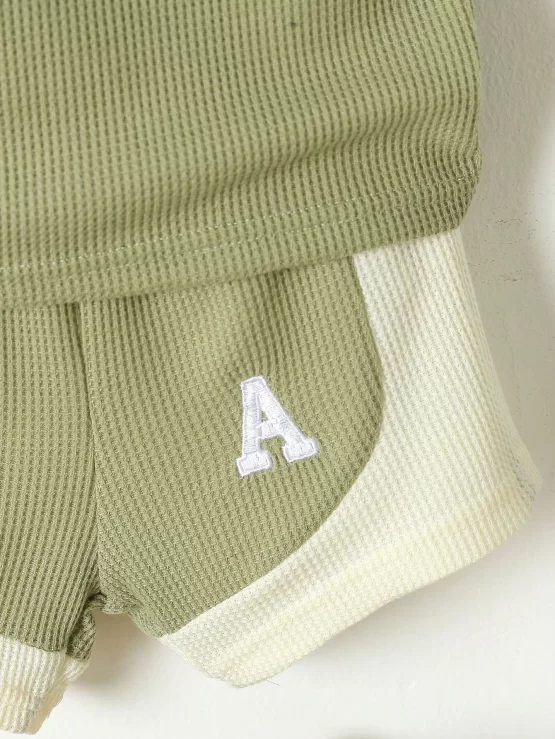 Baby Letter Graphic Tank Top & Two Tone Shorts - Image 3