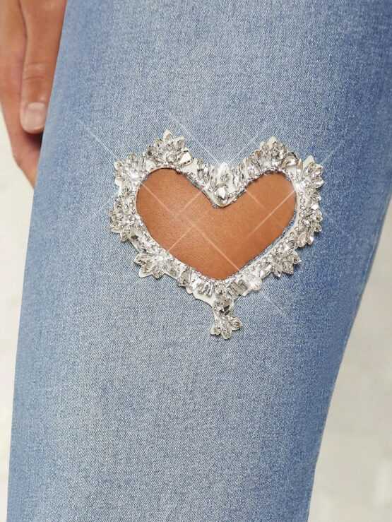 High Waist Cut Out Ripped Straight Leg Jeans - Image 2