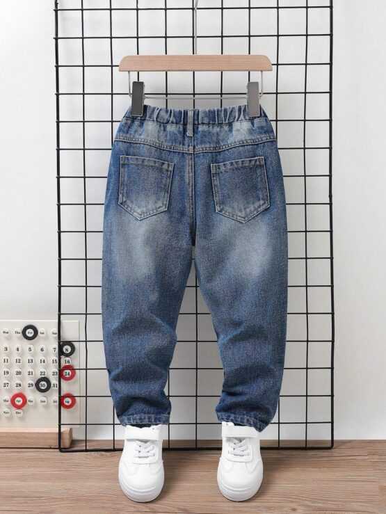 Young Boy Frayed Elastic Waist Ripped Jeans - Image 3