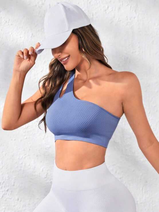 One Shoulder Backless Cut Out Sports Bra - Image 3