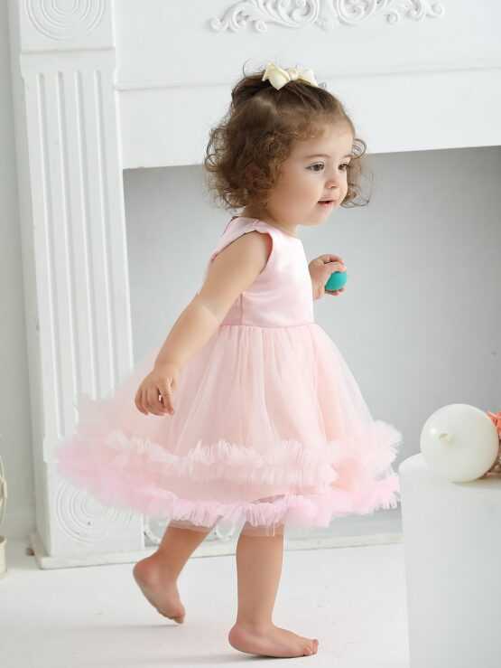 Baby Frill Trim Layered Hem Party Mesh Dress - Image 3