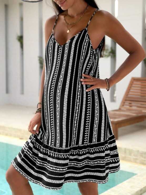 Maternity Geo Print Ruffle Hem Cami Front Dress - Image 2