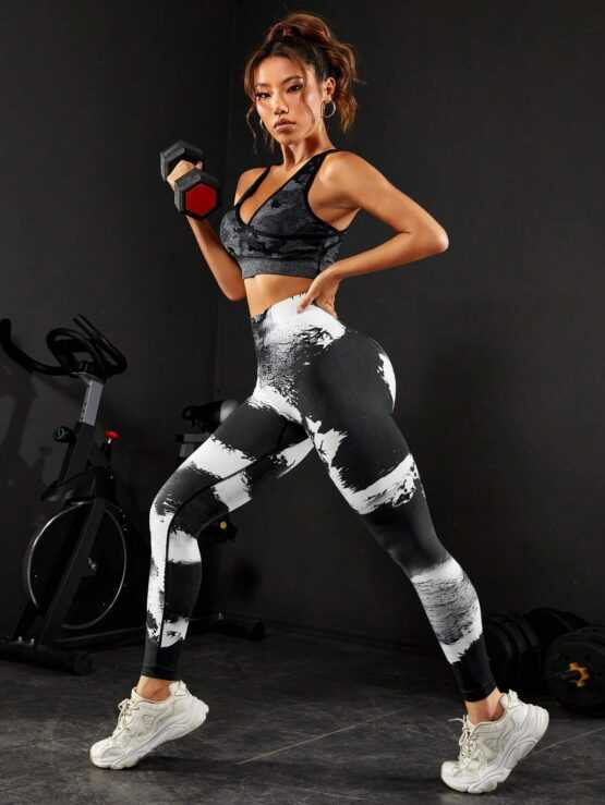 Tie Dye Wideband Waist Sports Leggings - Image 2