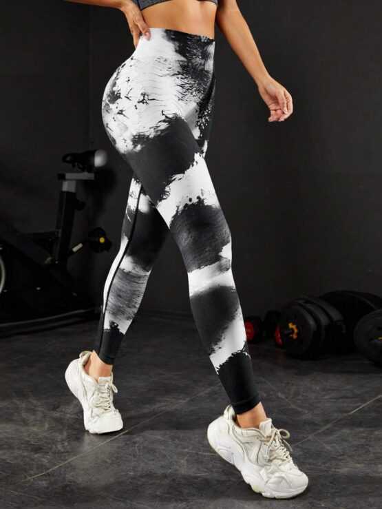 Tie Dye Wideband Waist Sports Leggings - Image 3