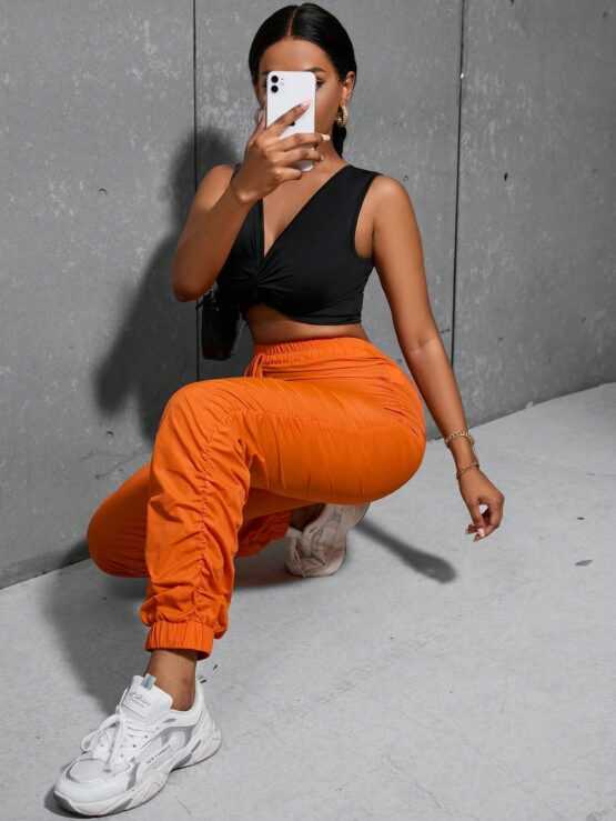 Slayr Knot Front Jogger Ruched Waist Pants - Image 3