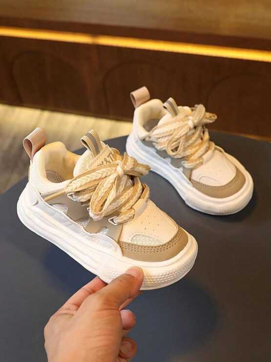 Boys Letter Patch Decor Lace Up Skate Shoes - Image 5