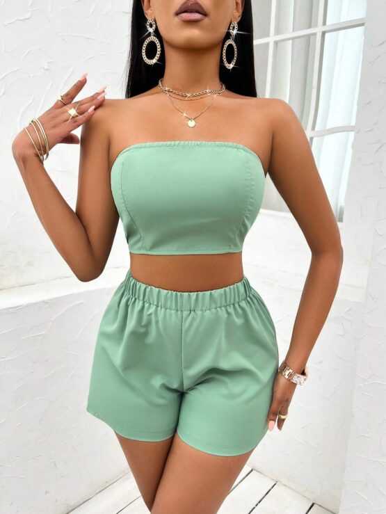 Slayr Solid Tube Top & Shorts & Open Front Blazer - Image 3