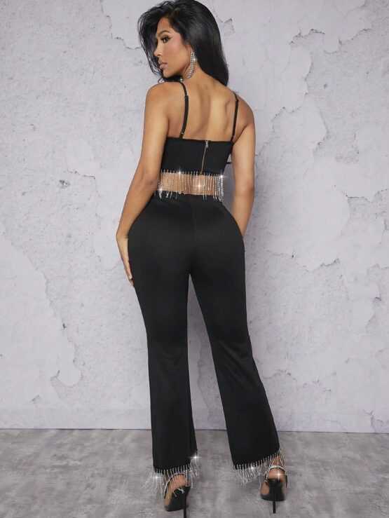 Rhinestone Fringe Hem Cami Top & Pants - Image 2