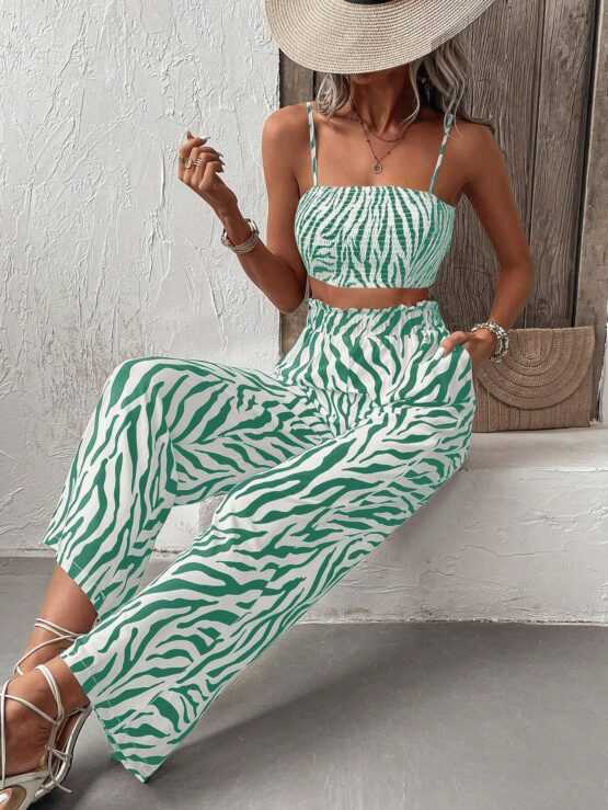 Zebra Striped Cami Top & Wide Leg Pants - Image 2