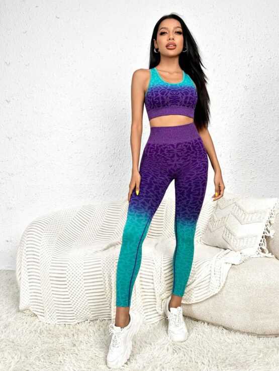 Leopard Print Criss Cross Back Sports Set - Image 2