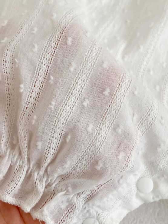 Baby Girl Peter Pan Collar Puff Sleeve Embroidery Cami Romper - Image 3