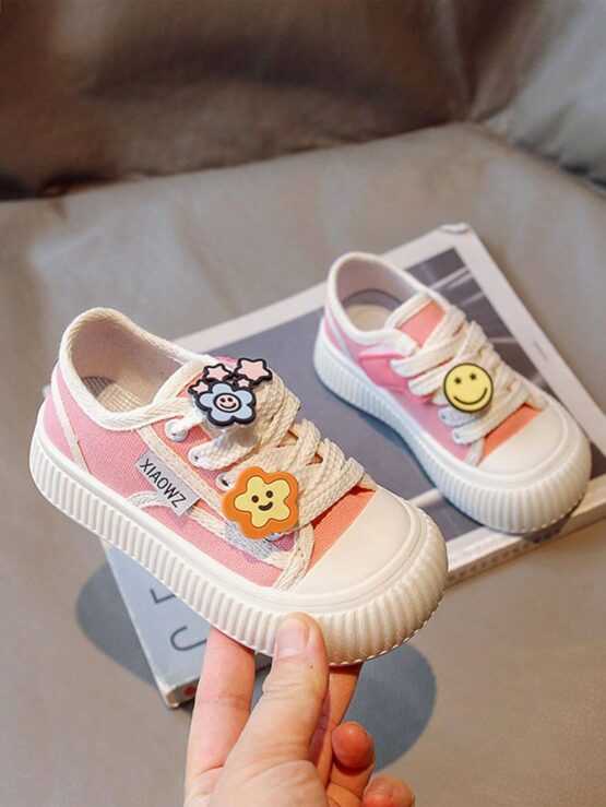 Girls' Low Cut Slip-on Cartoon Cute Canvas Front Sneakers - Image 2