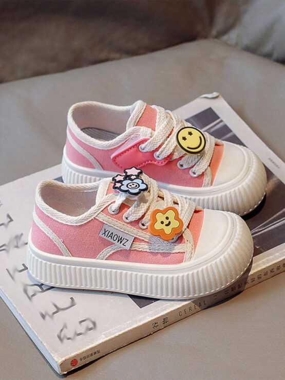 Girls' Low Cut Slip-on Cartoon Cute Canvas Front Sneakers - Image 3
