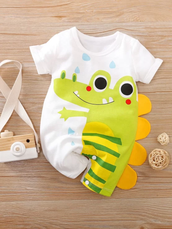 Baby Boy Unlined Cartoon Graphic Jumpsuit