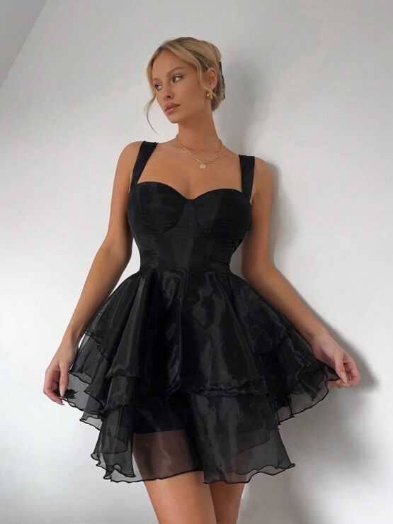 BAE Solid Tiered Layer Hem Cami Dress