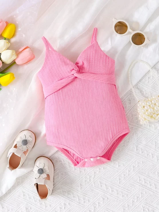 Baby Twist Plain Strap Front Cami Bodysuit