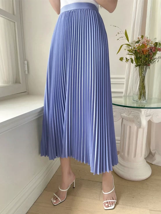 DAZY High Waist Long Pleated Thigh Skirt