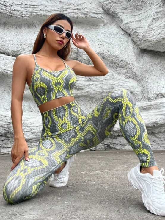 All Over Print Criss Cross Backless Sports Set
