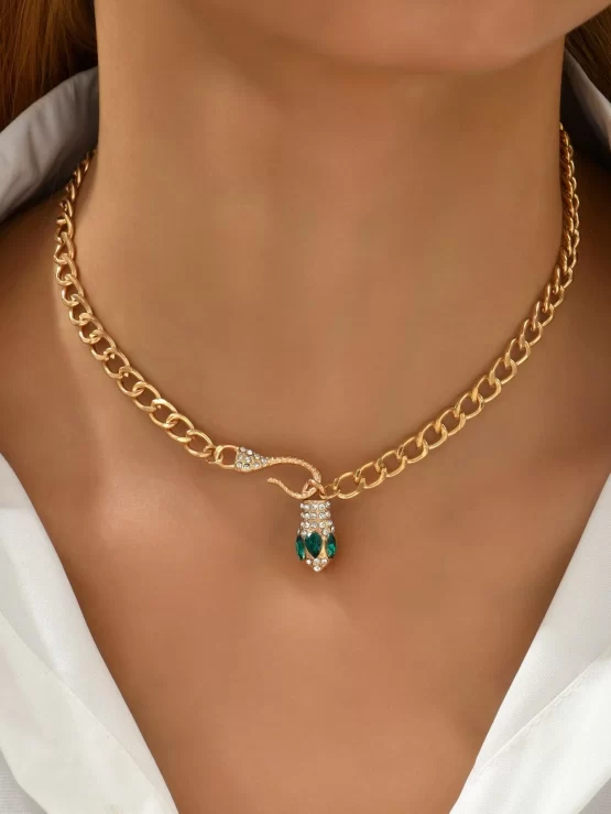 Rhinestone Fashionable Snake Decor Necklace