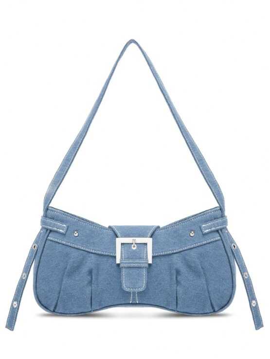 Medium Novelty Bag Blue Buckle Fashionable Denim Decor Bag