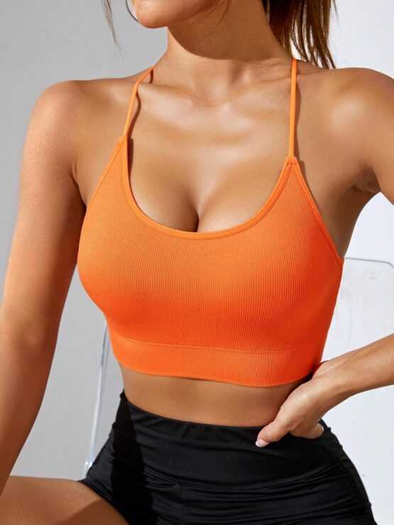 Criss Cross Crossed Seamless Back Sports Bra