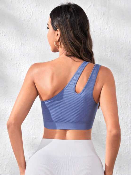 One Shoulder Backless Cut Out Sports Bra