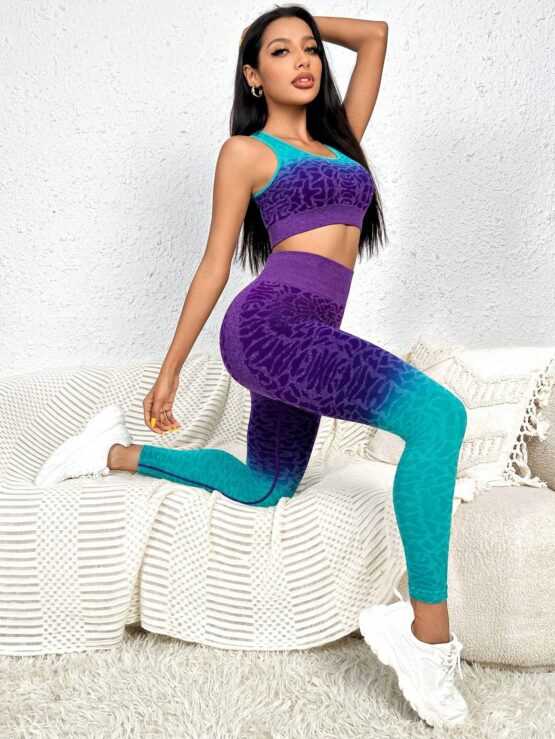 Leopard Print Criss Cross Back Sports Set