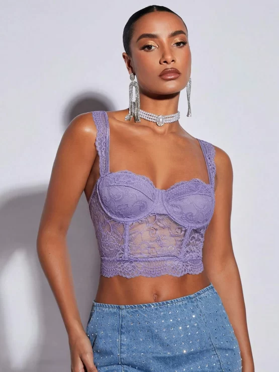 BAE Lace Backless Crop Wide Strap Crop Top