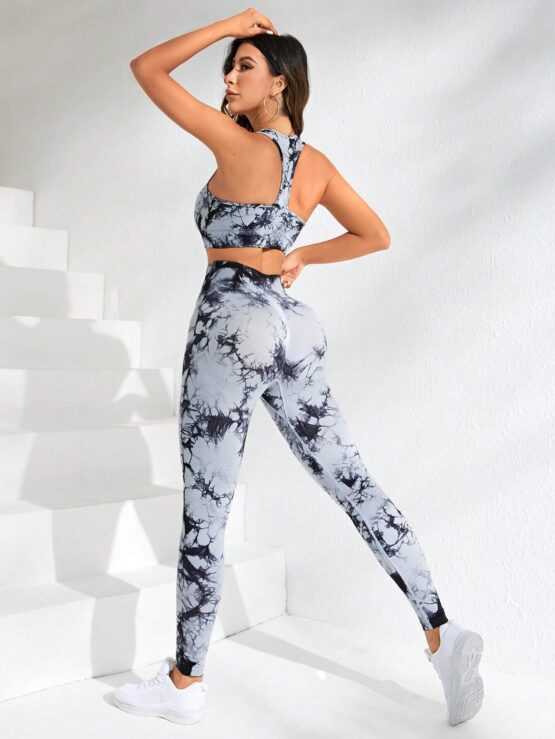 Tie Dye Seamless Racer Back Sports Set - Image 2