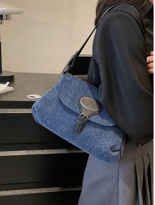 Screenshot 2023-08-02 at 23-04-41 Minimalist Flap Shoulder Bag Buckle Decor Denim SHEIN