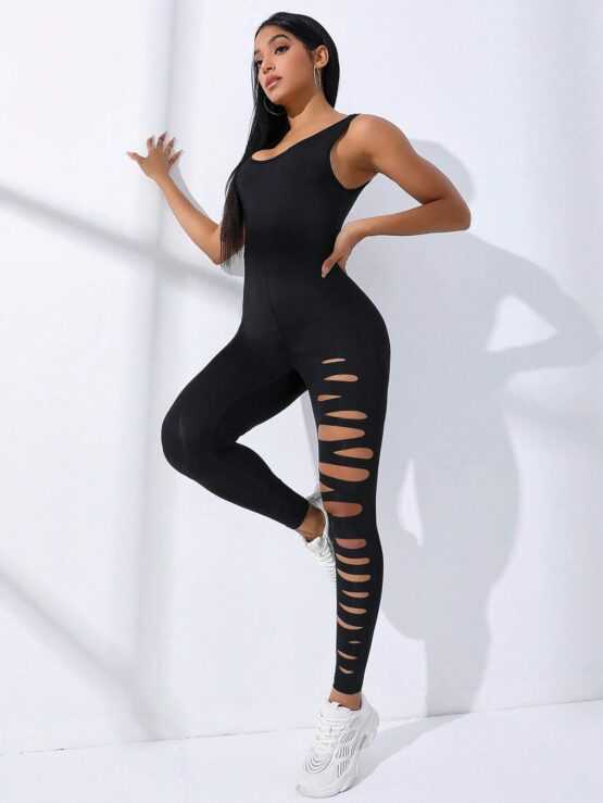Ladder Skinny Cut Out Side Sports Jumpsuit