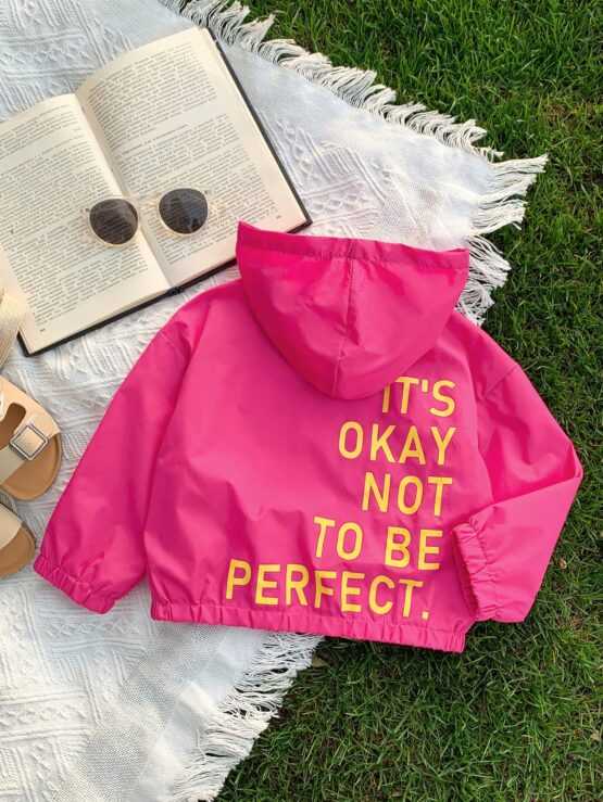 Baby Girl Casual Thin Mesh Hooded Jacket With Letter Print
