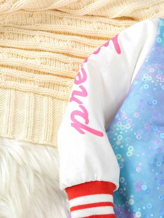 Baby Girls' Mermaid Print Contrast Color Button Front Hooded Jacket - Image 2