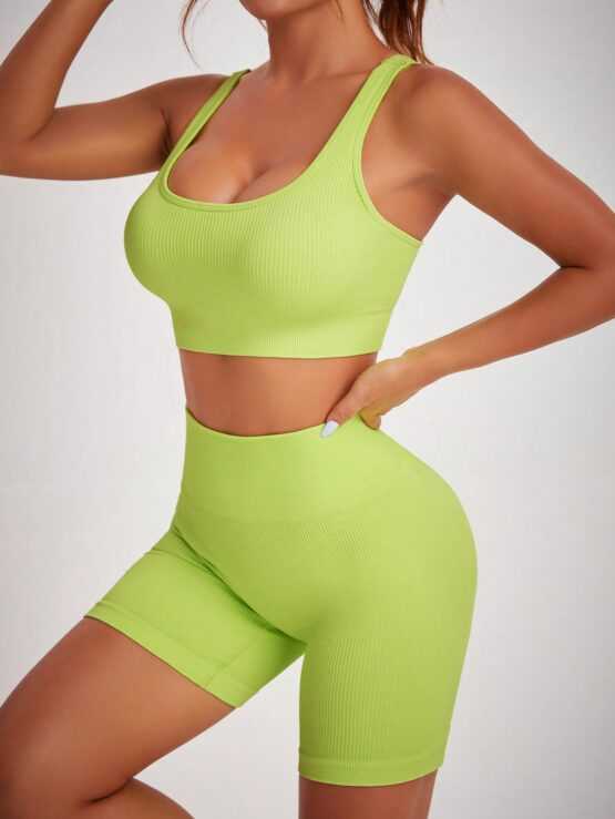 Seamless Stretchy Comfortable Yoga Fitness Sports Bra And Shorts - Image 2