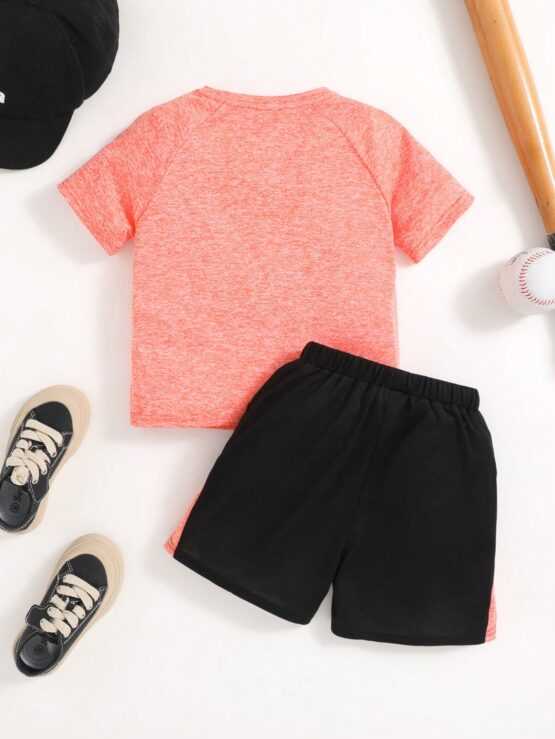 Young Boy Sports Top With Raglan Sleeve Shorts Set - Image 2
