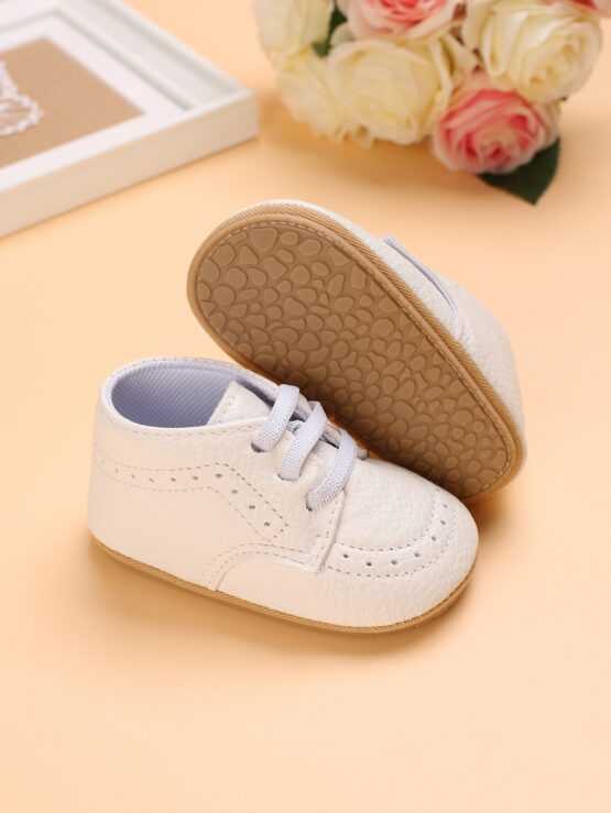 Infant Boys' White Cut Out Tie Front Boots - Image 2