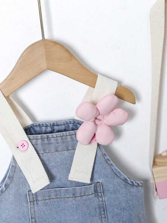 Baby Girls' Cute 3D Flower Denim Overall Dress - Image 2