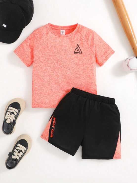 Young Boy Sports Top With Raglan Sleeve Shorts Set - Image 3