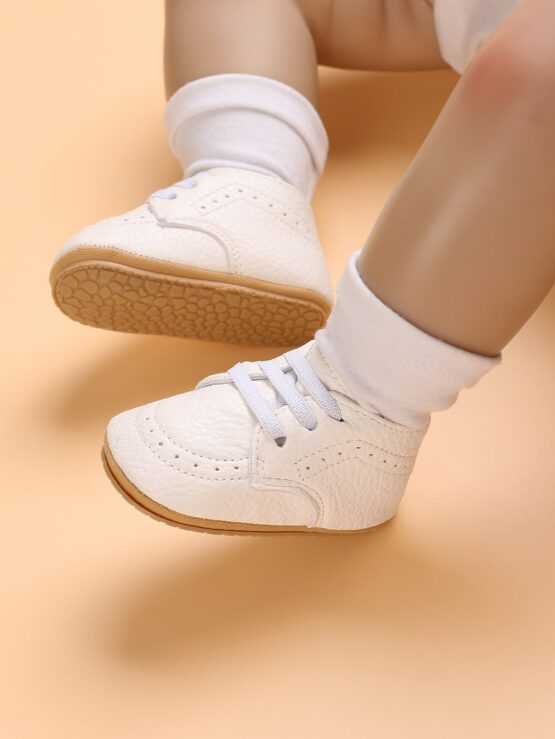 Infant Boys' White Cut Out Tie Front Boots - Image 3