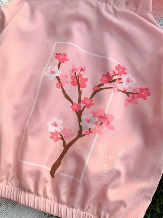 Baby Girl Pink Floral Printed Long Sleeve Hooded Jacket With Flower Print On Back - Image 3