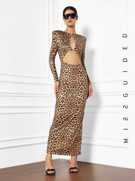 Missguided  Leopard Cut Out Backless Dress