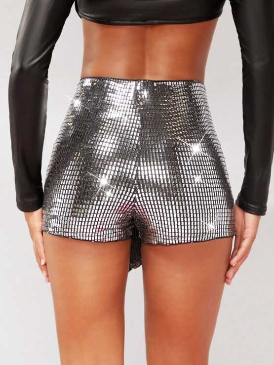 Haute Metallic O-Ring Wrap Mini Hem Skort - Image 2